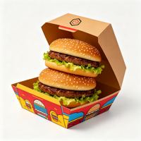 Boîte à hamburger personnalisée avec logo OEM, en carton blanc biodégradable, emballage jetable pour hamburgers à emporter, vente en gros en vrac