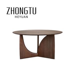 Meubles de salle à manger modernes Table en bois de noyer <span class=keywords><strong>Roulette</strong></span> de luxe Table à manger ronde en bois 8 places pour hôtel restaurant - Product Image 1