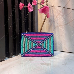 Pochette perlée faite à la main, mini porte-monnaie pour femmes, sac de rangement élégant et décoratif en perles pour pièces de monnaie, espèces, cartes, cosmétiques, bijoux - Product Image 2