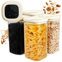 Set Wadah Penyimpanan Makanan Kedap Udara dari Kaca, Organizer Dapur untuk Menyimpan Biji-bijian, Kacang, Pasta, Kacang-kacangan, dan Makanan Kering
