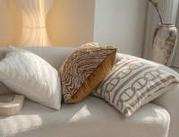 Housse de coussin style luxe discret pour salon, canapé, lit, repos, hôtel, maison d'hôtes, style Wabi-Sabi léger, technique de couture