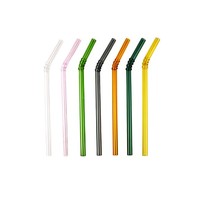 Pailles en verre borosilicate courbé écologiques colorées jetables pour bar – Accessoires de boisson