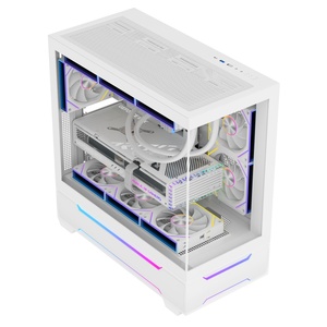 Boîtier PC ATX Full Tower blanc le plus vendu avec 3 ventilateurs ARGB et panneaux latéraux, port Type-C, en acier, pour jeux - Product Image 3