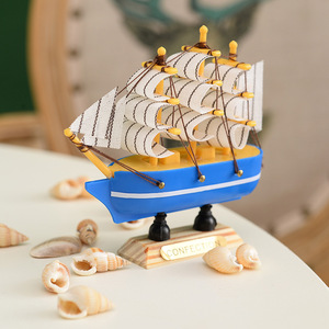 Cadeau créatif de style <span class=keywords><strong>méditerranéen</strong></span> modèle de <span class=keywords><strong>voilier</strong></span> bateau artisanat en bois fête maison décoration de gâteau ornements petite taille 10cm - Product Image 3