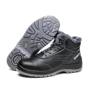 Jiankun, zapatos de seguridad de trabajo de algodón gruesos y cálidos con punta de acero para hombre, impermeables, antigolpes, antipinchazos y antideslizantes