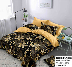 Lot En Gros de Deux Draps de <span class=keywords><strong>Lit</strong></span> et Deux Taies d'Oreiller 3 Places Coton avec Rideaux Taille King - Product Image 4