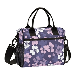 Hawaiian Flower Design Custom Logo Reusable Insulated Disposable Cooler Bag Thermal Zipper Picnic Cool Lunch Bag for Lady - Product Image 1