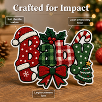 Grands badges brodés personnalisés en chenille pour Noël, pour vestes universitaires, sweats à capuche, sacs fourre-tout, vente en gros, MOQ 50 pièces