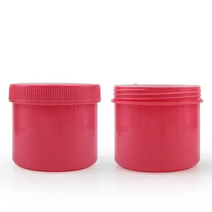 Logo personnalisé imprimé rose haute capacité à vis ronde PP bouchon beurre corporel emballage en plastique cosmétique double paroi pot conteneur