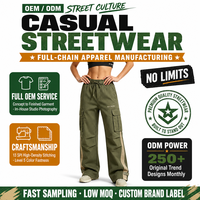 Pantalon cargo patchwork vert pour femme KM, pantalon de travail ample à rayures latérales et taille élastiquée, vente en gros