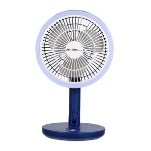 8 Inch Solar Panel Rechargeable Foldable Desk Fan with lamp small LED Light high speed Portable USB Handheld and Table fan