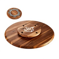 Plateau tournant de rangement en bois d'acacia pour cuisine, plateau de service pour aliments et fromages