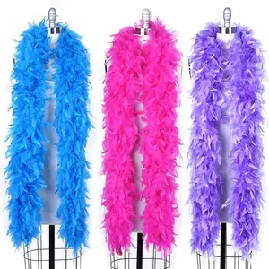 Wholesale Pink Turkey Feather Boa Holiday Decoration Wedding Accessories Colored Fluffy Feather Scarf Decor for Clothes