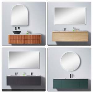 Modern Style Hot Sell <b>Bathroom</b> Wall <b>Cabinet</b> Floor Standing Brown Painted <b>Bathroom</b> Vanity with Mirror for <b>Bathroom</b> - Product Image 5
