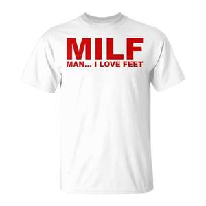 T-shirt graphique sarcaste pour hommes et femmes avec la citation « Man I Love Feet » - Vêtements promotionnels - Product Image 1