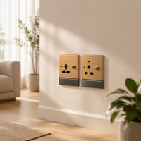 Interrupteur à bascule en bois de noyer et laiton, élégant et vintage, norme britannique 86, double prise murale universelle à 3 broches, 16A 250V, pour hôtel