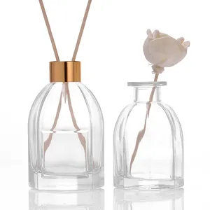 Customized 150ml 200ml octagonal aromatherapy bottle packaging reed diffuser with glass lid