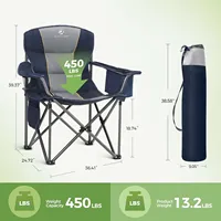 Alpha Camp Übergroßer Gepolsterter Klappbarer Campingstuhl mit Getränkehalter & Tragetasche