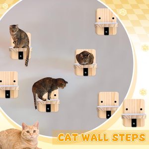 Escalera de pared de madera para gatos con rascador para gatos medianos, diseño antideslizante, mesa de descanso para mascotas en casa - Product Image 3