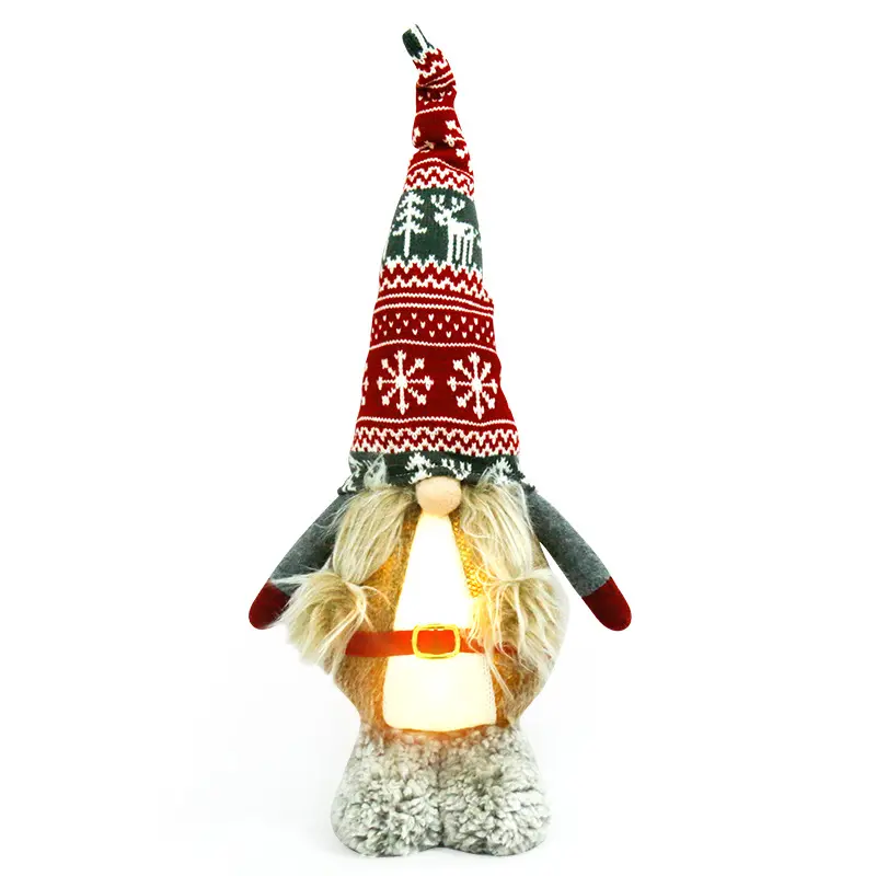HY CRAFT yixin dekorasi Natal tanpa wajah, liontin pohon boneka cahaya dengan persediaan lampu gantung pintu