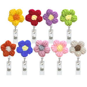 Coloré à la main en laine fleur rétractable filature Badge ReelStudent soins de santé carte d'identité infirmière badge bobine rétractable - Product Image 1
