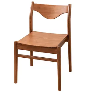 Kursi Makan bambu Nordic, tanpa lengan lapis kain kursi ruang makan desain furnitur rumah kursi bentuk setengah bulan UNTUK RESTORAN