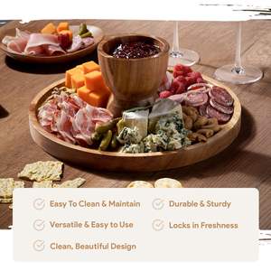 Multifunzionale porta torta che serve piatto <span class=keywords><strong>in</strong></span> <span class=keywords><strong>legno</strong></span> torta nuziale espositore con cupola di vetro <span class=keywords><strong>per</strong></span> eventi salumi - Product Image 6