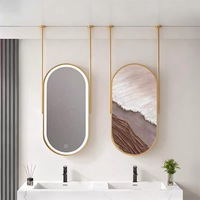 Miroir LED moderne avec cadre, miroir intelligent suspendu au plafond pour salle de bain d'hôtel