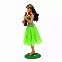 Figurine Resin Bobblehead Gadis Hawaii Kustom untuk Dekorasi Mobil & Rumah, Hadiah Patung Buatan Tangan