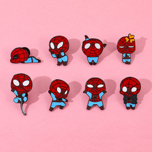 Creative Spider-Mans Cartoon Electroplated Alloy Enamel <b>Collar</b> Brooch with Dripping Oil Technique Anime Character - Product Image 2