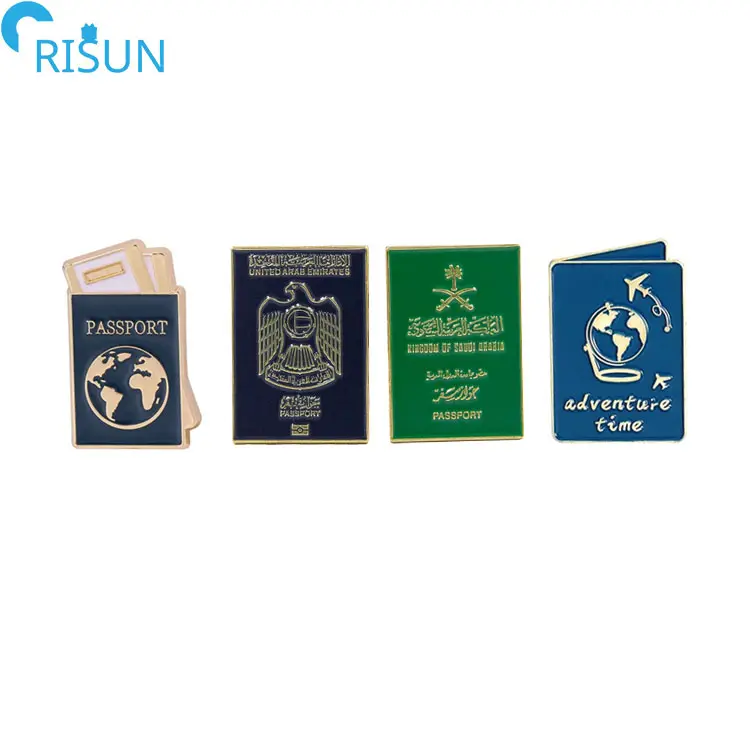 Fabriek Aanpassen Paspoort Klaar Te Reizen Avontuur Tijd Reversspeldjes Badges Broches Custom Passport Emaille Pin