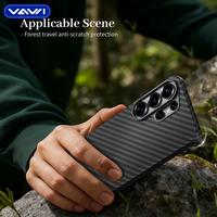 Funda para Teléfono VAWI V-K01 Ultrafina de Fibra de Carbono y Aramida con Magnético para Samsung S25 S26 Ultra para Android, Funda Antigolpes