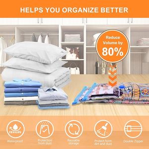 Có thể gập lại & linh hoạt chân không nén lưu trữ niêm phong túi tiết kiệm không gian cho quần áo bộ đồ giường chăn chăn tủ quần áo lưu trữ - Product Image 4