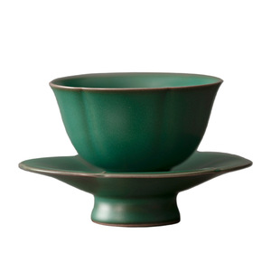 Ensemble de tasses à thé en céramique, tasse à pétales, style vintage, tasse à pied pour le thé de l'après-midi, origine Dehua, forme ronde, design rétro de luxe - Product Image 5