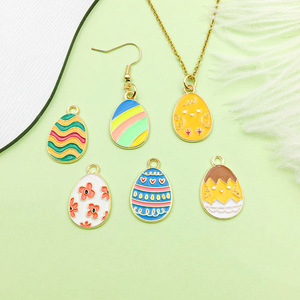 <b>Easter</b> Egg Pendant Alloy DIY Jewelry Accessory Mixed Patterns For Bracelet Necklace Making Fresh <b>Sweet</b> Style - Product Image 3