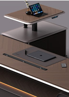 Escritorio Ejecutivo Modular en Forma de L de Alta Gama con Almacenamiento, Luz LED y Diseño Moderno en Madera para Oficina