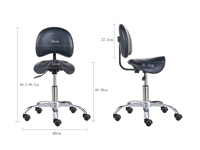 Tabouret ergonomique réglable, chaise de bureau Mobile en cuir PU, chaise de selle célèbre avec dossier