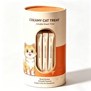 Custom printed round paper tube PVC window eco‑friendly pet cat <b>treat</b> paper can recyclable cylinder <b>box</b> for cat snack packaging - Product Image 2