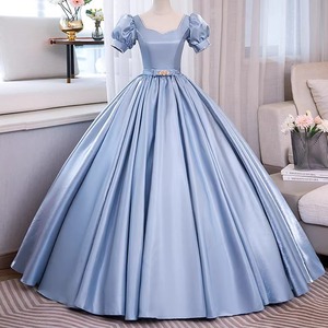 Blue Gray Long Ball Gown Women Stage Performance Costume With Label Adult Size - Product Image 2