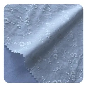 China Supplier Customized 100% Cotton Woven Soft Floral White Eyelet Embroidery Fabric For Women Garment