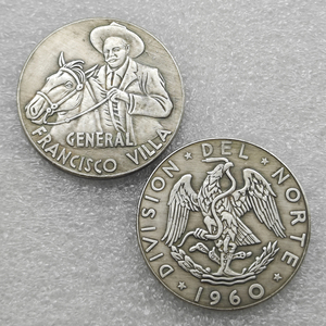 Pièces commémoratives de style antique de 50 pesos du Mexique de 1960, « General Francisco Villa », cadeaux, décoration de la maison - Product Image 1
