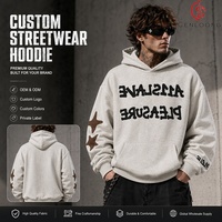 Pakaian Desainer Pria Cenloong Premium Low Moq Logo Kustom Hoodie Katun Cetak Timbul Unisex Tanpa Kap