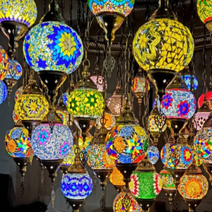 Pendentif arabe coloré <span class=keywords><strong>verre</strong></span> lanterne lustre décor musulman hôtel <span class=keywords><strong>suspension</strong></span> lampe Restaurant cuisine <span class=keywords><strong>suspension</strong></span> boules - Product Image 5