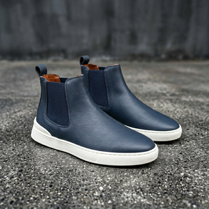 Bottes courtes style anglais pour hommes, chaussures mi-hautes pour garçons, tendance coréenne, en velours de luxe, semelle extérieure en PU PVC, à enfiler, toutes saisons - Product Image 3