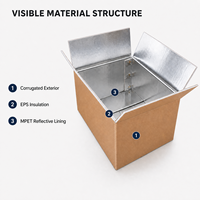 Caja Corrugada Aislada con EPS de 5 mm, con Revestimiento Reflectante de PET Metalizado, Embalaje Térmico Plegable para Cadena de Frío