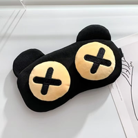 Masker Mata Anak Beruang Hitam Kartun Puckish dengan Kantong Es untuk Tidur Siang dan Perjalanan