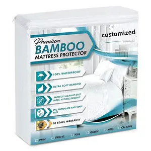 Ultrasoft 100% Waterproof Bamboo Fabric Mattress Protector Breathable Mattress Cover Waterproof Bed Cover Fitted Sheets