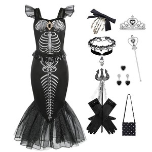 Nouveaux enfants 'Crâne noir imprimé sirène princesse fille déguisement <span class=keywords><strong>pour</strong></span> <span class=keywords><strong>Halloween</strong></span> - Product Image 1