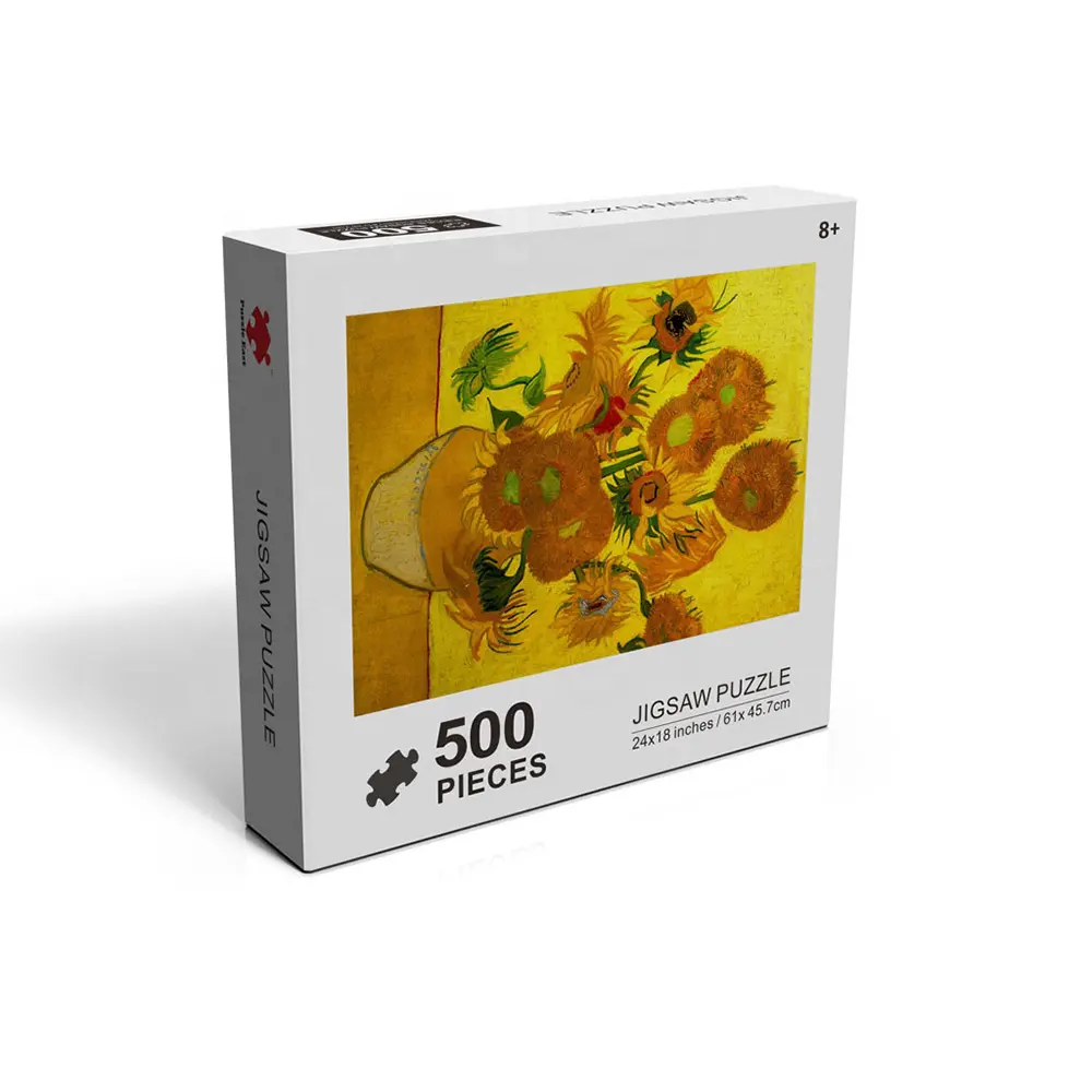 custom new design artwork sunflower cardboard rompecabezas puzzle game 500 1000 piece customized jigsaw puzzles