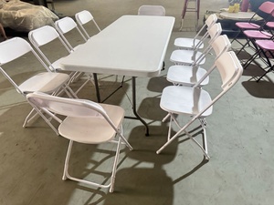 Mesas y Sillas de <span class=keywords><strong>Restaurante</strong></span> en Oferta, Mesas Plegables de Plástico de 6 pies con Estructura Metálica para Bodas - Product Image 2